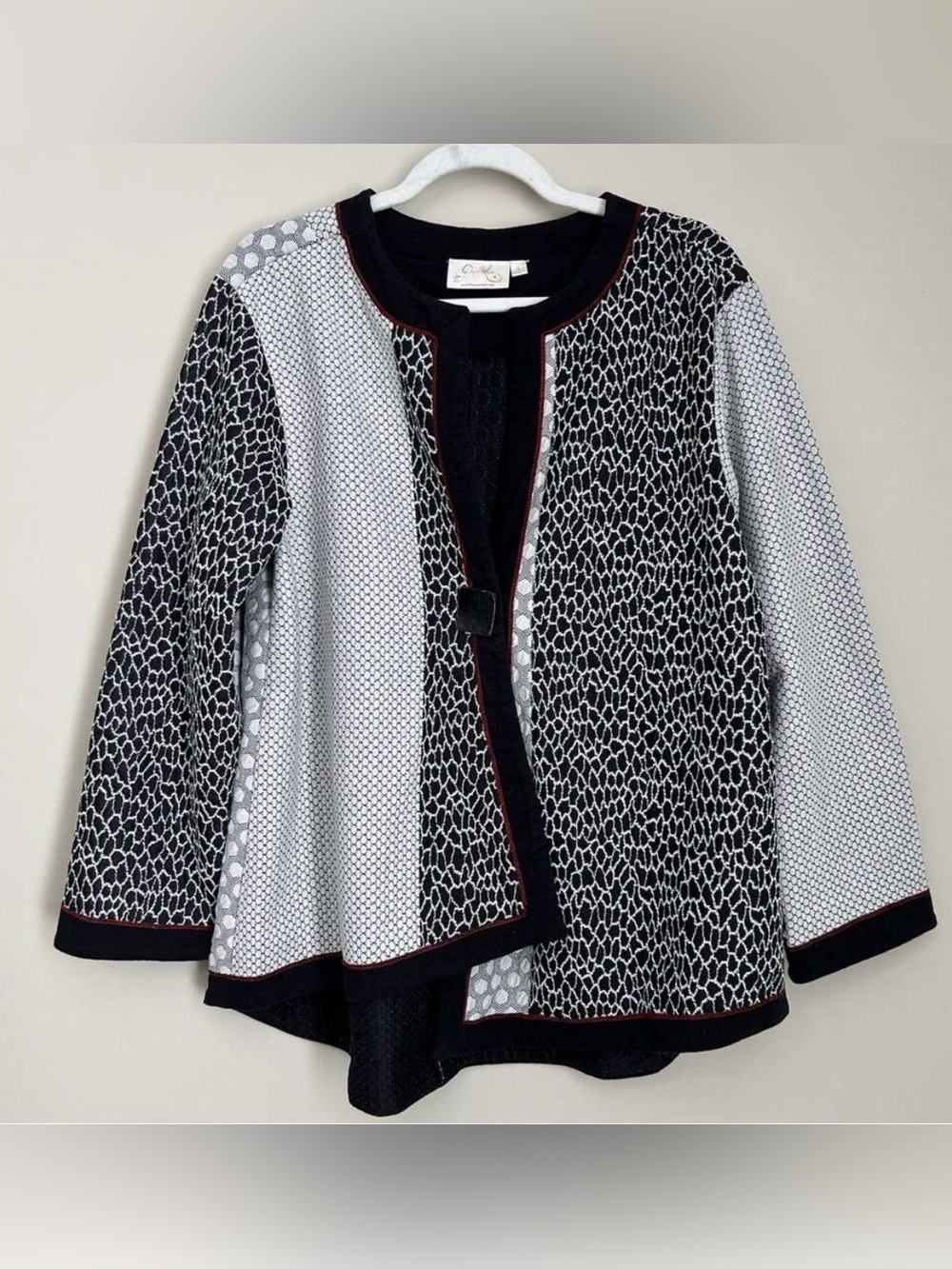 Paper Lace Large Bohemian Jacket Top Lagenlook Black Abstract Artsy
